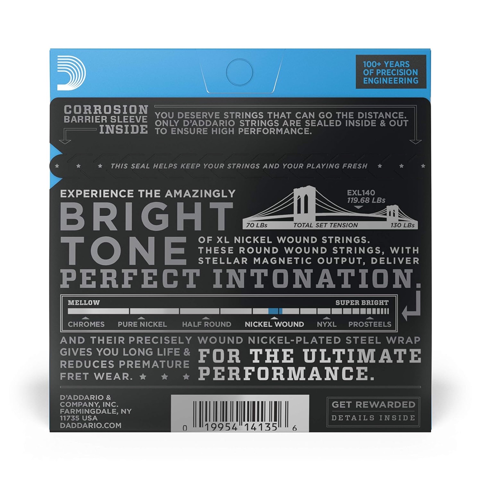 D'Addario EXL140 Nickel Wound 10-52 Light Electric Guitar Strings