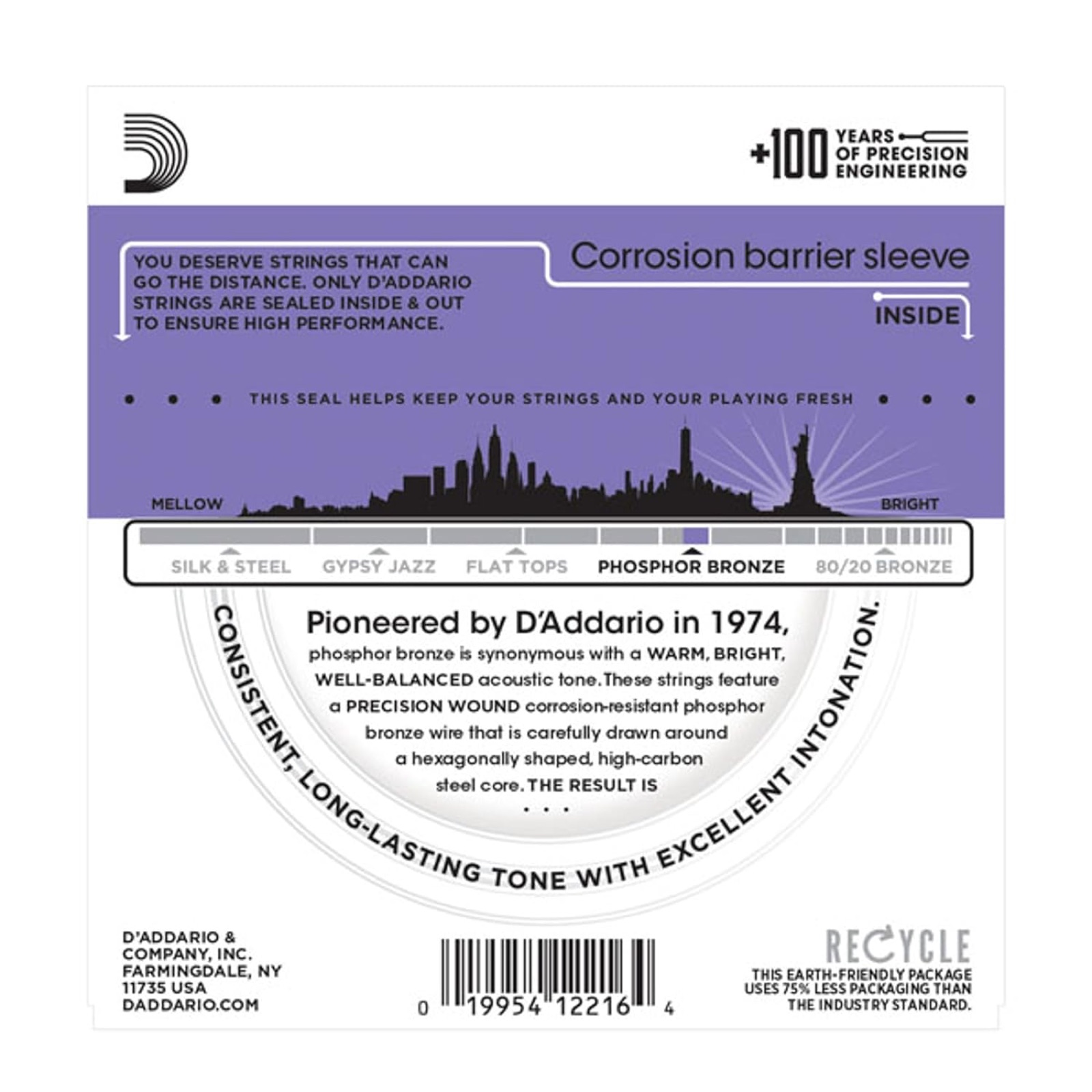 D'Addario EJ26 Acoustic 11-52 Custom Light Guitar Strings made of Phosphor Bronze for Warm, Bright & Balanced Tone